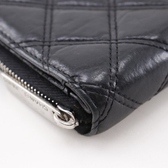CHANEL Authentic Black Lambskin Leather Wallet